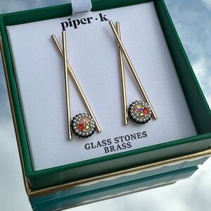 Piper K Gold Chop Stick Earrings